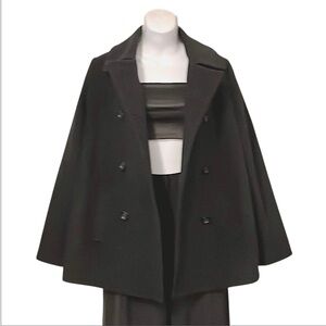 J jill Woman’s Wool Blend Black Double Breasted Pea Coat Sz S